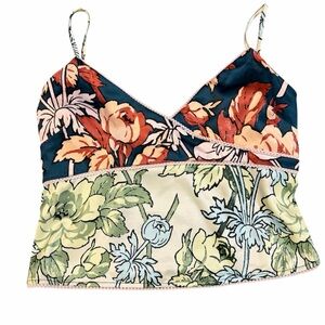 Anthropologie Lyre Bird Floral Smocked Cami Top XS